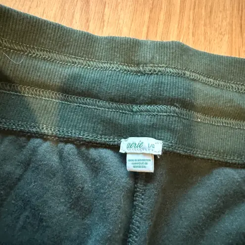 Aerie Dark Green Velvet Flare Sweatpants