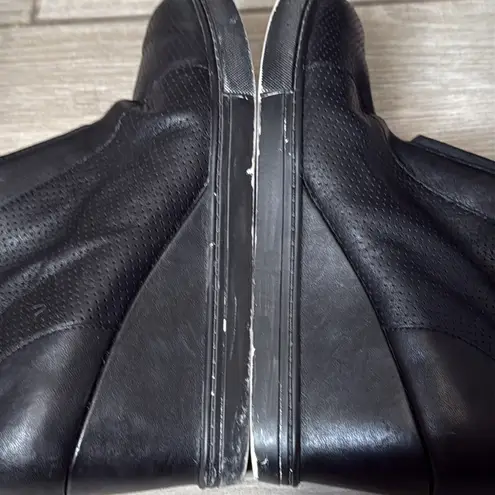 Linea Paola Leather wedge sneakers womens booties 8.5 black