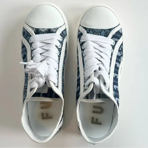 Furla Binding Lace-Up Leather Sneakers in Blue