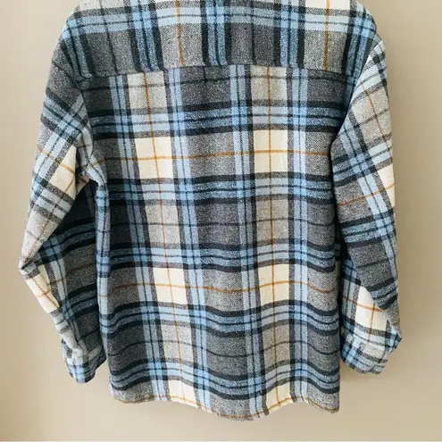 Thread and Supply  Plaid Button Top Blue Sz Small