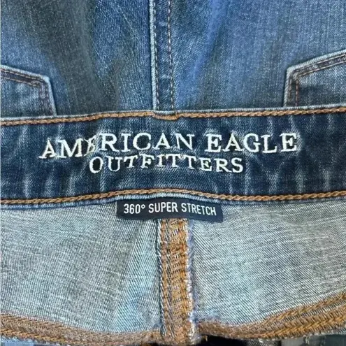 American Eagle  dark wash high rise shortie blue jean shorts in size 10