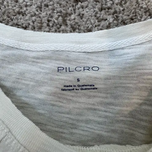 Pilcro Anthropologie Ivory Ruched Yoke Cotton Tee Top Small Boho Minimalist