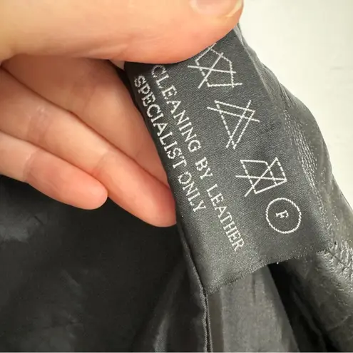 Vintage Black Leather Patchwork Trench Coat Womens M Goth No Belt Damaged Size M