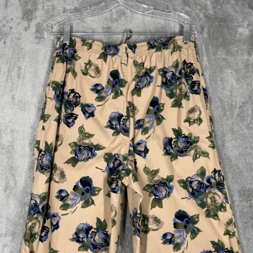 Sag Harbor Pants Small Beige Blue Floral Flowers Straight Crop Boho Cottagecore - Image 5
