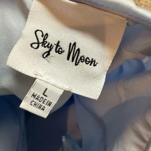 Sky To Moon Size L Ruffled Corset Top Pastel Blue Strapless Preppy European Blue Size L