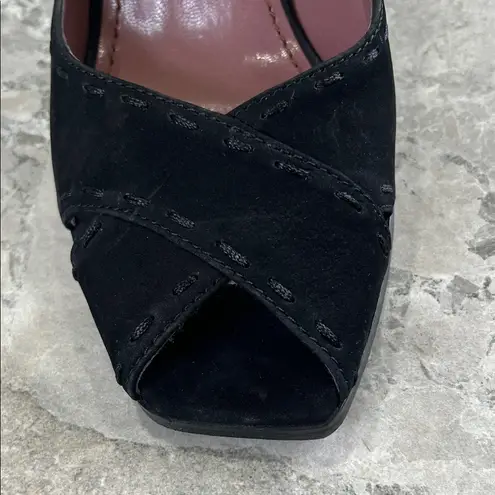 Elegant Suede Black Peep Toe Heels by V.O.Z Size 8