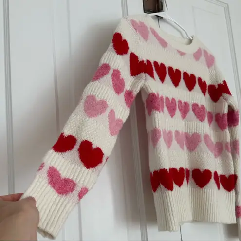 Cupcakes & Cashmere Heart Pattern Sweater • Red & Pink • Size XS