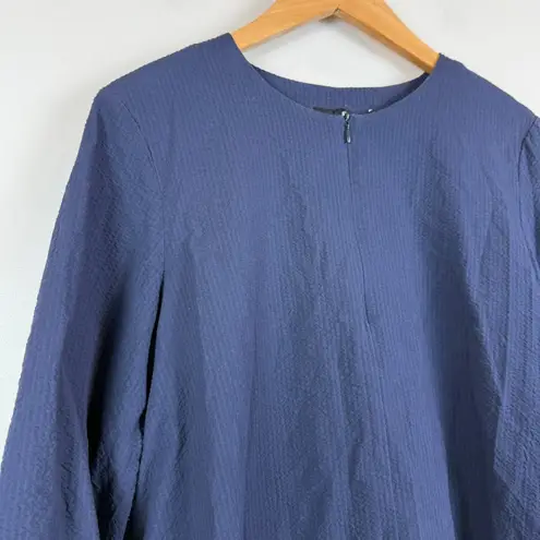 Pomander Place Tuckernuck Top Women L Blue Balloon Sleeve Textured A