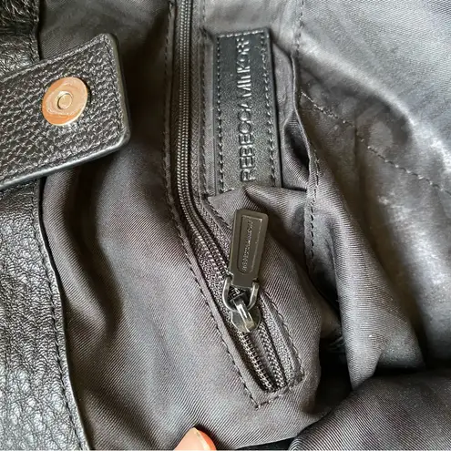 Rebecca Minkoff  Leather Tassel Tote Bag Black Multi-Color Pockets