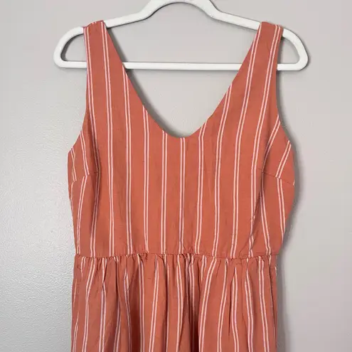 Pact Canopy Linen Organic Cotton Easy Tank Midi Dress Hermosa Stripe Orange S