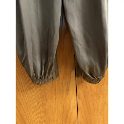 Nation Ltd Wms Sz M Satin Elastic Waist Drawstring Mid-Rise Tapered Pants Brown
