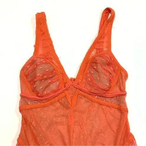 None Seduction’s Lace Bodycon Orange Dress Size Medium