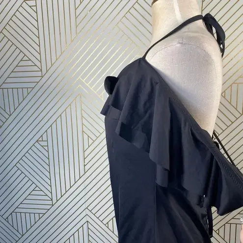 Becca Rebecca Virtue Black Flounce One Piece Swim