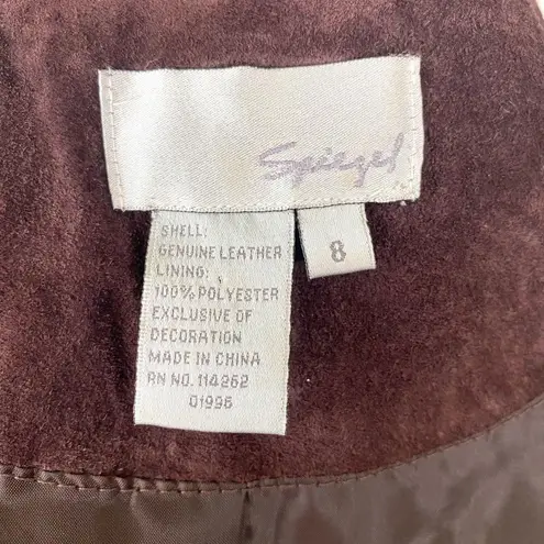 90s Whimsygoth Boho Floral Embroidered Bolero Suede Leather Cape Jacket 8 / M Brown Size M