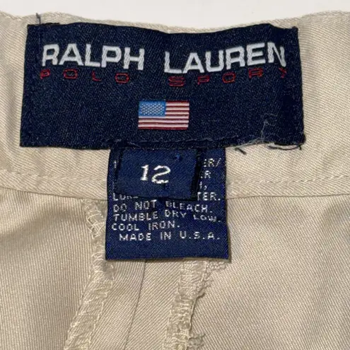 Ralph Lauren VTG  Polo Sport Women's 12 Khaki Cuff Pleat Pants Relaxed Preppy Y2K