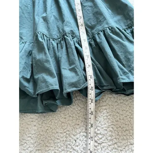 Peter Som Puff Sleeve Ruffle Trim Open Back Mini Dress in Green Size 4