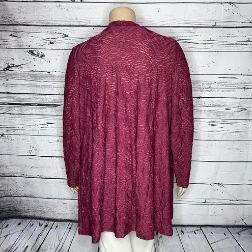 Susan Graver Occasions Size 2X Orchid Purple Textured Mesh Cardigan Jacket