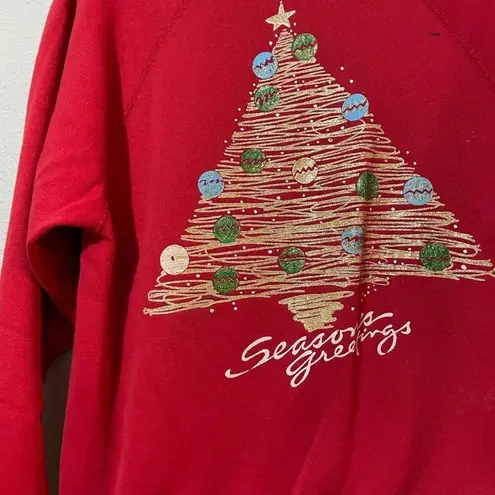 Vintage TNT Red Christmas Tree Pullover Sweatshirt Womens L Holiday Winter 1990s Size L