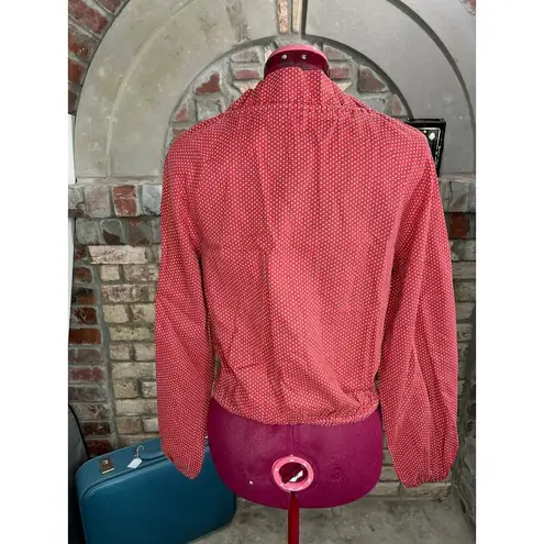 peasant blouse ruffle collar red polkadot Size M