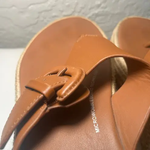 FitFlop F-MODE Espadrille Leather Flatform Toe-Post Sandals Deep Tan Size 7