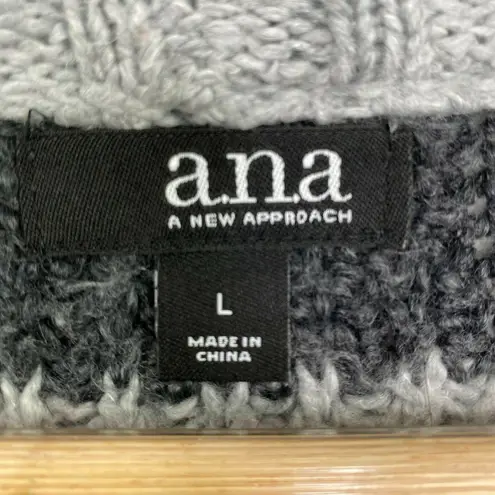 a.n.a  A New Approach Sweater Womens LARGE Grey Black White Striped Knit Pullover