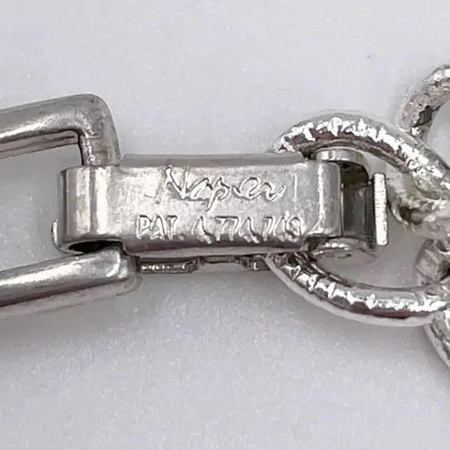 Vintage Napier Y Drop Beaded Strand Necklace Silver Tone Y2K 2000s Fairycore