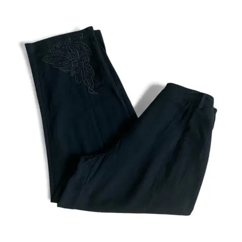 Disturbia Aya Embroidered Linen Blend Balloon Pants Size 4 NWT Black