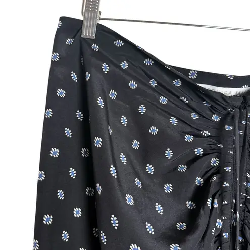 Veronica Beard Ari Black Silk Blend Ruched Asymmetrical Midi Skirt Size 12