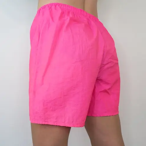 Vintage 80s Hot Pink Windbreaker Nylon Soccer Shorts Size M