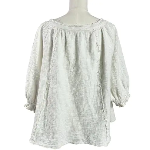 Free People  Bohemian Gauze Lucy Solid Swing Top in White Size XL Cottage