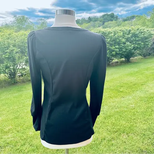 Status by Chenault Black Knit Puffed Sleeve Pullover