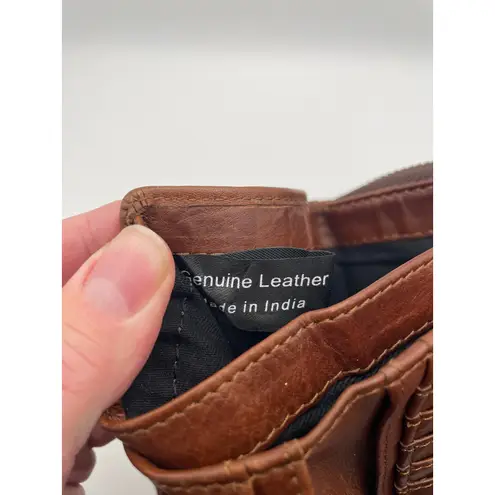 Harbour 2nd Genuine Leather Brown Anchor Accent Bi Fold Wallet Women