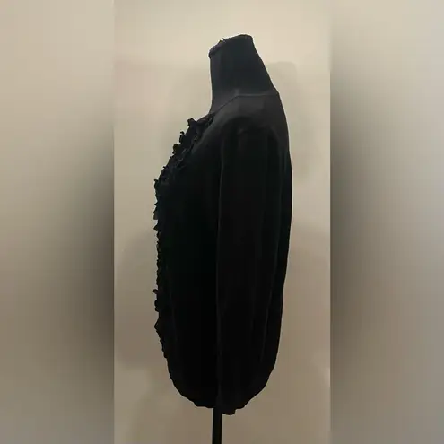 Charter Club - Black Knit with Flowy Detailing Cardigan Size L