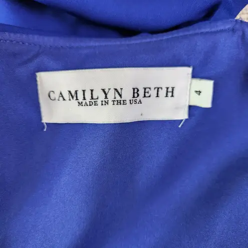 Camilyn Beth Womens Size 4 Blue Off-The-Shoulder Ruffled Sleeve Midi Dress