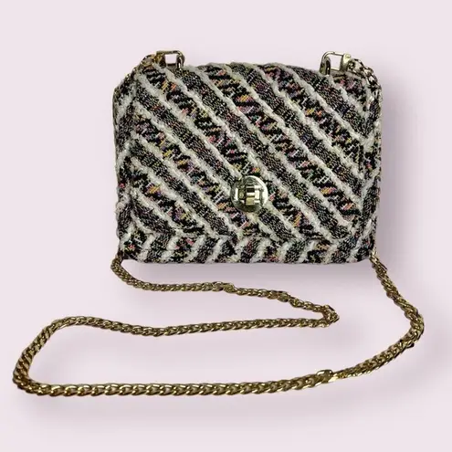 Kassiopea White Rainbow Tweed Crossbody Purse