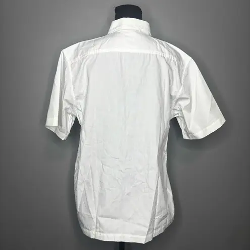 Harriton White Short Sleeve Button Down Casual Shirt Men Size Medium