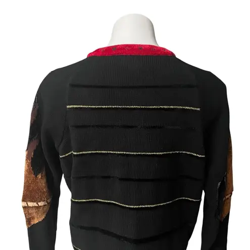 Vintage 80’s Berek Button Down Equestrian Horse Cardigan, Sz M Black Size M