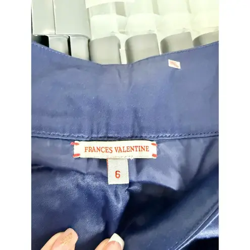 Frances Valentine Velour High Waisted Wide Leg Tuxedo Pants Navy Women's Size 6 Blue