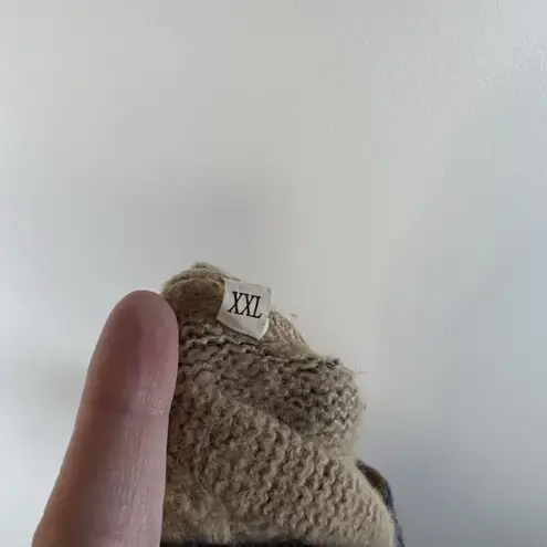 Boho Artsy Fish Graphic Sweater Women's Colorful Wool Knit Pullover Size XXL Purple