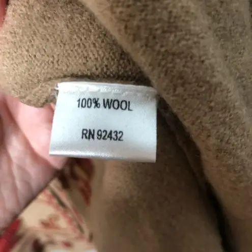 Kay Unger Vintage tan 100% wool embroidered cardigan sweater waist tie leaves - Image 5