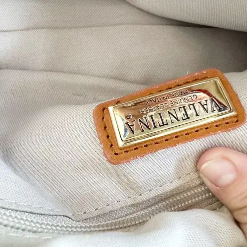 Valentina Zip Around Crossbody Handbag Red Pebbled Leather 2 Straps Italy Nice!