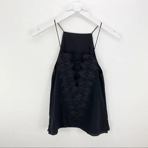 Cami NYC  The Charlie Black Silk Lace Tank Top