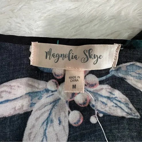 Magnolia Black Floral Mini Dress Orange Size M