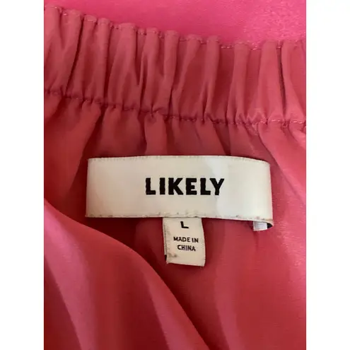 Likely Women's Pink Ruffle Off the Shoulder Mini Casual Shift Dress Size L