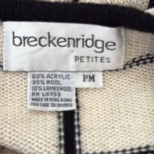 Breckenridge Vintage Petites Ivory & Black Windowpane Gold Button Lady Sweater