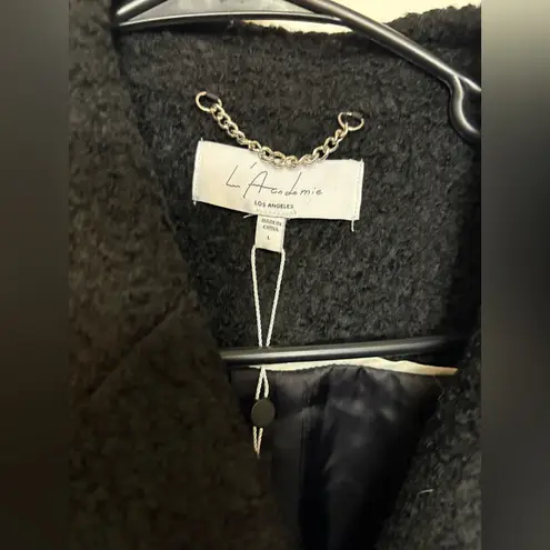 L'Academie NWT L’Academie Black Wool Blend Trench Coat Size Large