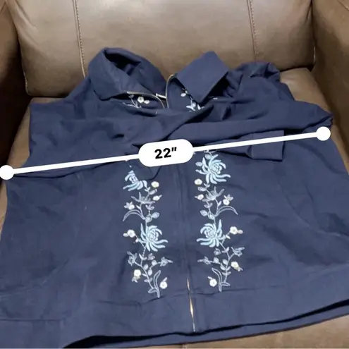 Jaclyn Smith Women's Jacket XL Blue Floral Zip Up