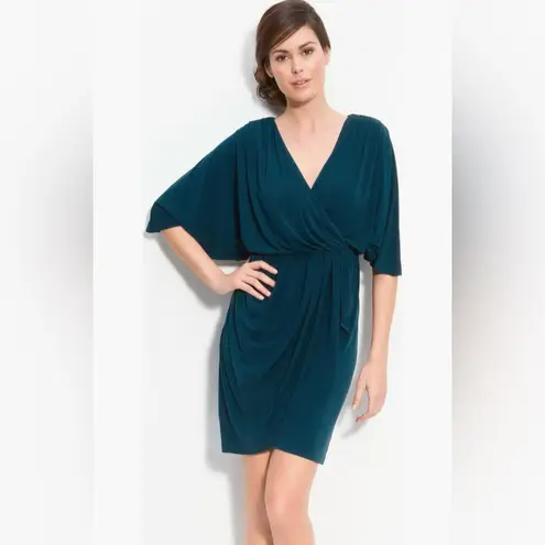 Suzi Chin for Maggy Boutique Dolman Stretch Jersey Dress in Dark Teal Size 8