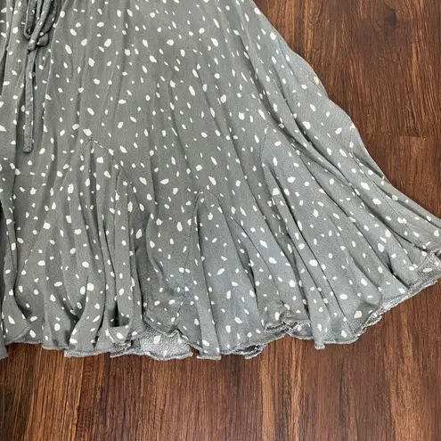 Julianas Coquette Frilly Pleated Dark Green White Dotted Mini Skirt Skort L Size L