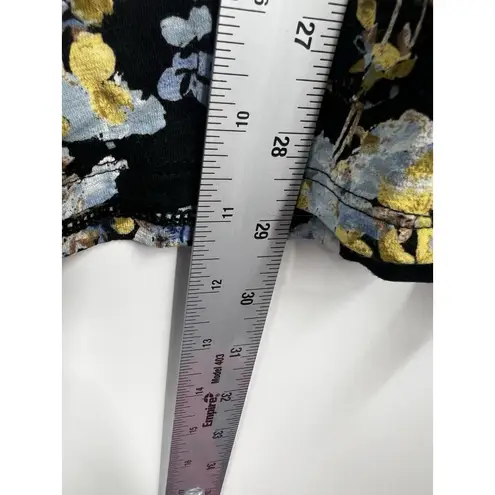 J Jill Shirt Womens Long Sleeve Floral Layered Tunic Top Black Size Small